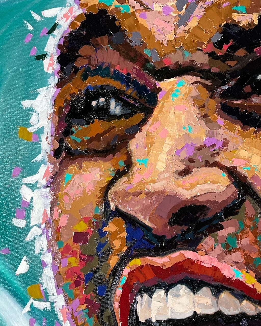 This is a cutaway section of the painting of former Utah Jazz player