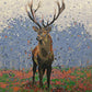oil paint blue trees mountain red deer western wildlife utah artist open shartter impressionism western wildlife