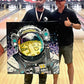 Ray Smithson patron and Brandon Bouck artist during the give-away bowling tournament at the Cryptopia SLC conference 2023