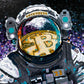 A digital painting of an astronaut with a Bitcoin symbol in the helmet’s reflection.