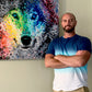 Brandon Bouck artist with the wolf painting