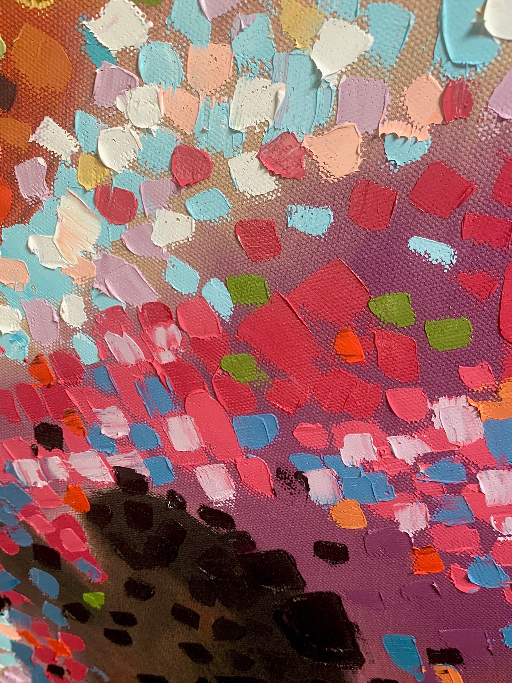 close up of the texture of the cow painting